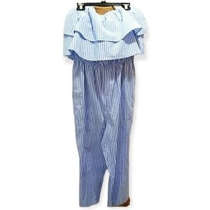 First Monday Sleeveless Striped Jumpsuit